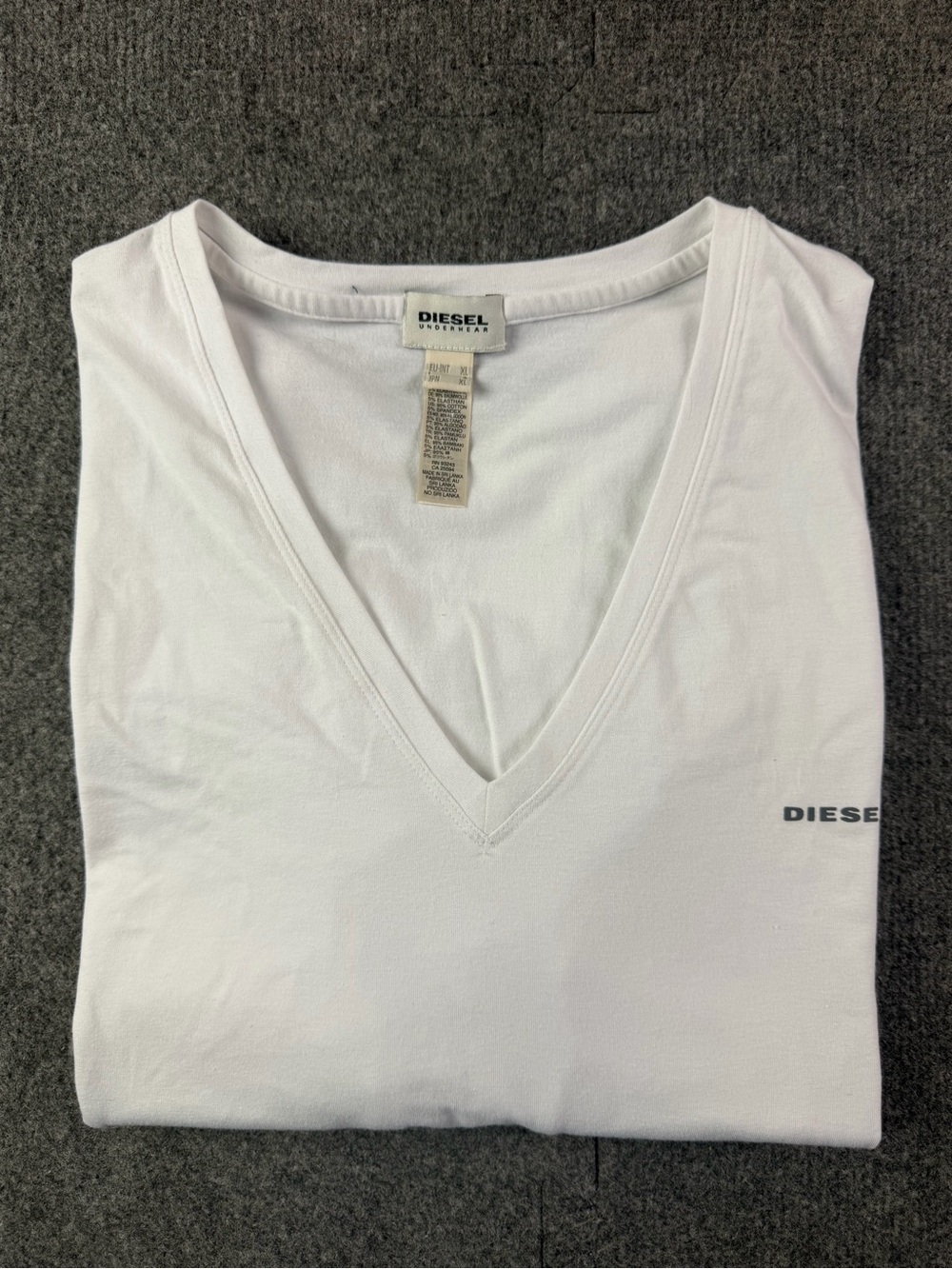 Diesel Mens Cotton Blend Short Sleeve V Neck Tee Shirt Size XL White